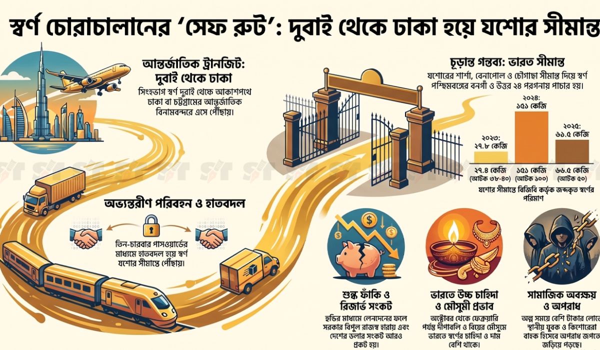 দুবাই থেকে আসা স্বর্ণের চোরাচালানে ‘সেফ রুট’ যশোর সীমান্ত